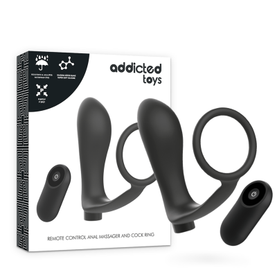 ANEL DE PÊNIS DE BRINQUEDOS VICIADOS COM CONTROLE REMOTO ANAL PLUG PRETO RECARREGÁVEL - D-227639 - Dona Pimenta