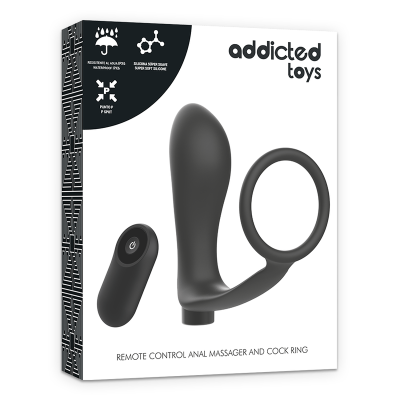 ANEL DE PÊNIS DE BRINQUEDOS VICIADOS COM CONTROLE REMOTO ANAL PLUG PRETO RECARREGÁVEL - D-227639 - Dona Pimenta