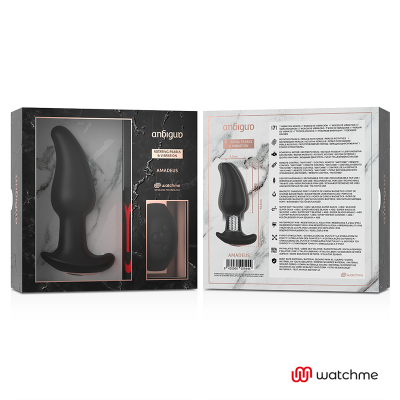 ANBIGUO - VIBRADOR DE PLUG ANAL COM CONTROLE REMOTO WATCHME COM ROTAÇÃO DE PÉROLAS AMADEUS - D-228364 - Dona Pimenta