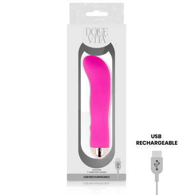 DOLCE VITA - VIBRADOR RECARREGÁVEL DUAS VELOCIDADES PINK 7 - D-228453 - Dona Pimenta