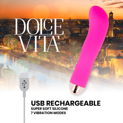 DOLCE VITA - VIBRADOR RECARREGÁVEL DUAS VELOCIDADES PINK 7 - D-228453 - Dona Pimenta