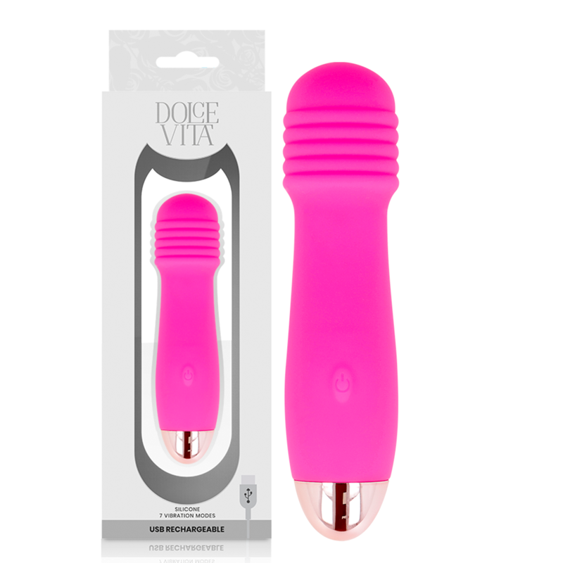 DOLCE VITA - VIBRADOR RECARREGÁVEL DE TRÊS VELOCIDADES PINK 7 - D-228455 - Dona Pimenta