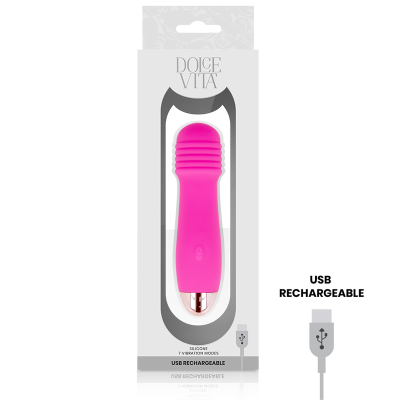 DOLCE VITA - VIBRADOR RECARREGÁVEL DE TRÊS VELOCIDADES PINK 7 - D-228455 - Dona Pimenta