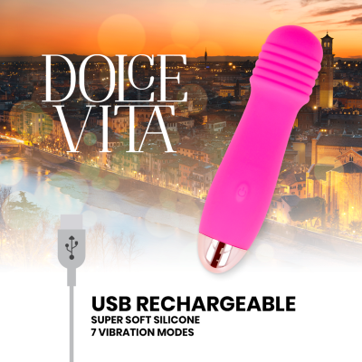 DOLCE VITA - VIBRADOR RECARREGÁVEL DE TRÊS VELOCIDADES PINK 7 - D-228455 - Dona Pimenta