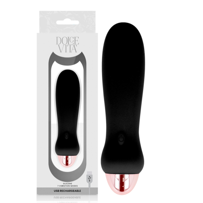 DOLCE VITA - VIBRADOR RECARREGÁVEL CINCO PRETO 7 VELOCIDADES - D-228458 - Dona Pimenta