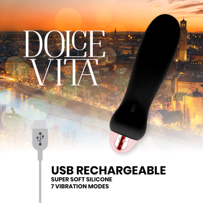 DOLCE VITA - VIBRADOR RECARREGÁVEL CINCO PRETO 7 VELOCIDADES - D-228458 - Dona Pimenta