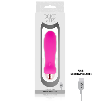 DOLCE VITA - VIBRADOR RECARREGÁVEL CINCO PINK 7 VELOCIDADES - D-228459 - Dona Pimenta