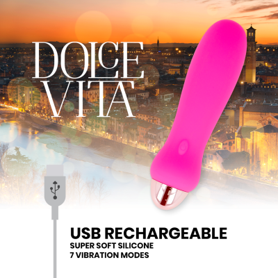 DOLCE VITA - VIBRADOR RECARREGÁVEL CINCO PINK 7 VELOCIDADES - D-228459 - Dona Pimenta