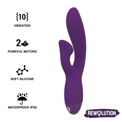 VIBRADOR FLEXÍVEL REWOLUTION REWOFUN COM COELHO - D-228559 - Dona Pimenta