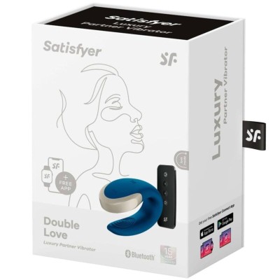 SATISFYER DOUBLE LOVE LUXURY PARTNER VIBRATOR - AZUL - D-228835