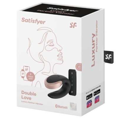 SATISFYER DOUBLE LOVE LUXURY PARTNER VIBRATOR - PRETO - D-228837 - Dona Pimenta