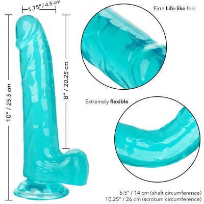 DILDO QUEEN TAMANHO CALEX - AZUL 20,3 CM - D-229173 - Dona Pimenta