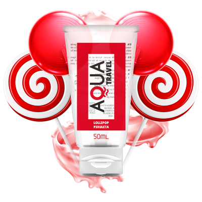 AQUA TRAVEL - LUBRIFICANTE À BASE DE ÁGUA AQUA TRAVEL SABOR LOLLIPOP - 50 ML - D-230594 - Dona Pimenta