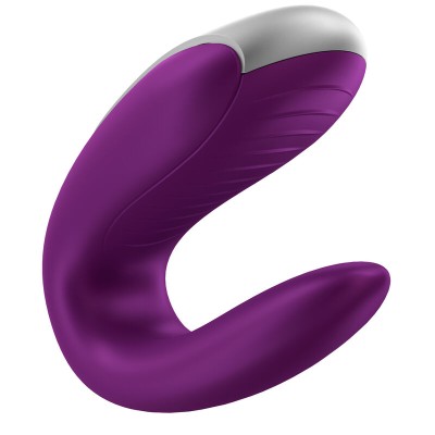 SATISFYER DOUBLE FUN PARTNER VIBRATOR - ROXO - D-229245 - Dona Pimenta