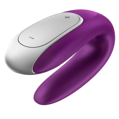 SATISFYER DOUBLE FUN PARTNER VIBRATOR - ROXO - D-229245 - Dona Pimenta