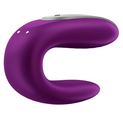 SATISFYER DOUBLE FUN PARTNER VIBRATOR - ROXO - D-229245 - Dona Pimenta