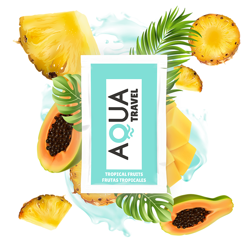 LUBRIFICANTE À BASE DE ÁGUA AQUA TRAVEL SABOR DE FRUTAS TROPICAIS - 6 ML - D-230601 - Dona Pimenta