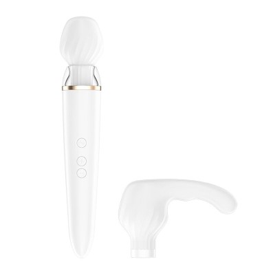 SATISFYER DOUBLE WAND-ER APP - WHITE - D-230387 - Dona Pimenta