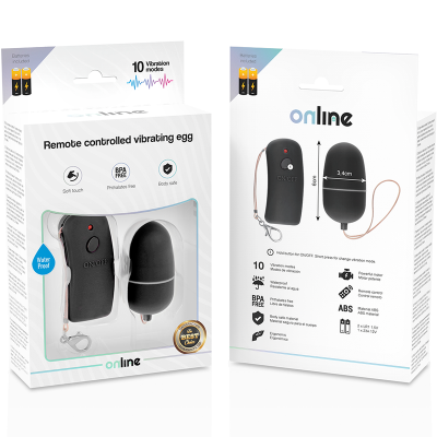 ONLINE&trade;- OVO VIBRANTE COM CONTROLE REMOTO PRETO - D-230516 - Dona Pimenta