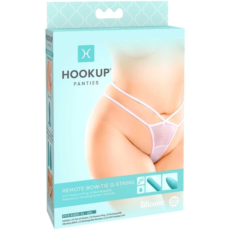 HOOK UP PANTIES - REMOTE BOW-TIE G-STRING X-2XL - D-230550 - Dona Pimenta