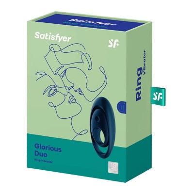 SATISFYER GLORIOUS DUO RING VIBRATOR BLUE - D-230698 - Dona Pimenta