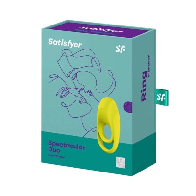 SATISFYER SPECTACULAR DUO RING VIBRATOR AMARELO - D-230700 - Dona Pimenta