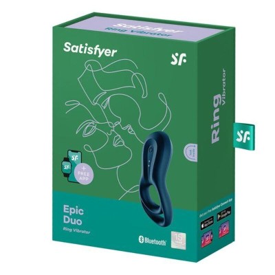 SATISFYER EPIC DUO RING VIBRATOR APP - BLUE - D-230701 - Dona Pimenta