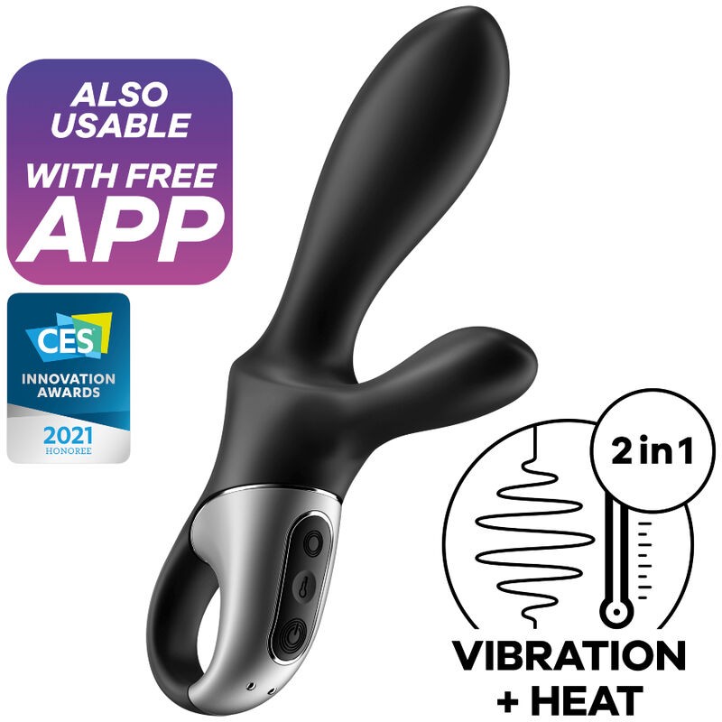 SATISFYER HEAT CLIMAX + ANAL VIBRATOR APP - BLACK - D-231293 - Dona Pimenta