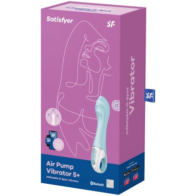 SATISFYER AIR PUMP VIBRATOR 5+ INFLATABLE G-SPOT VIBRATOR APP - BLUE - D-232170 - Dona Pimenta