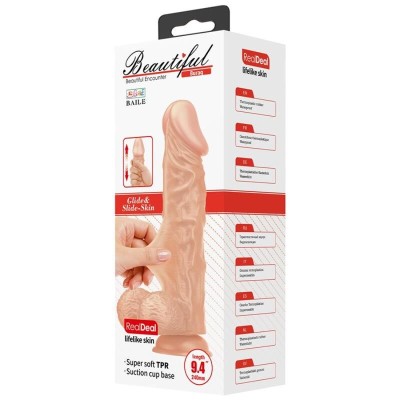 BELO ENCONTRO BURAQUE REALÍSTICO E FLEXÍVEL DILDO 24 CM - CARNE - D-233022 - Dona Pimenta