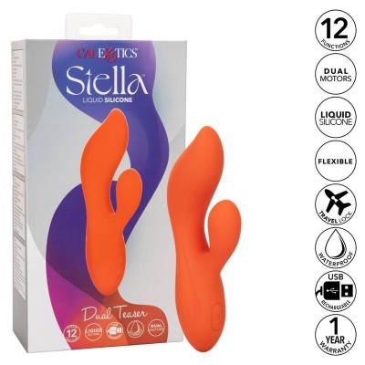 CALIFORNIA EXOTICS STELLA DUAL TEASER LARANJA - D-233084 - Dona Pimenta