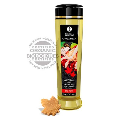 SHUNGA - ÓLEO DE MASSAGEM ERÓTICA COMESTÍVEL BIO 240ML - MAPLE DELIGHT - D-224027 - Dona Pimenta