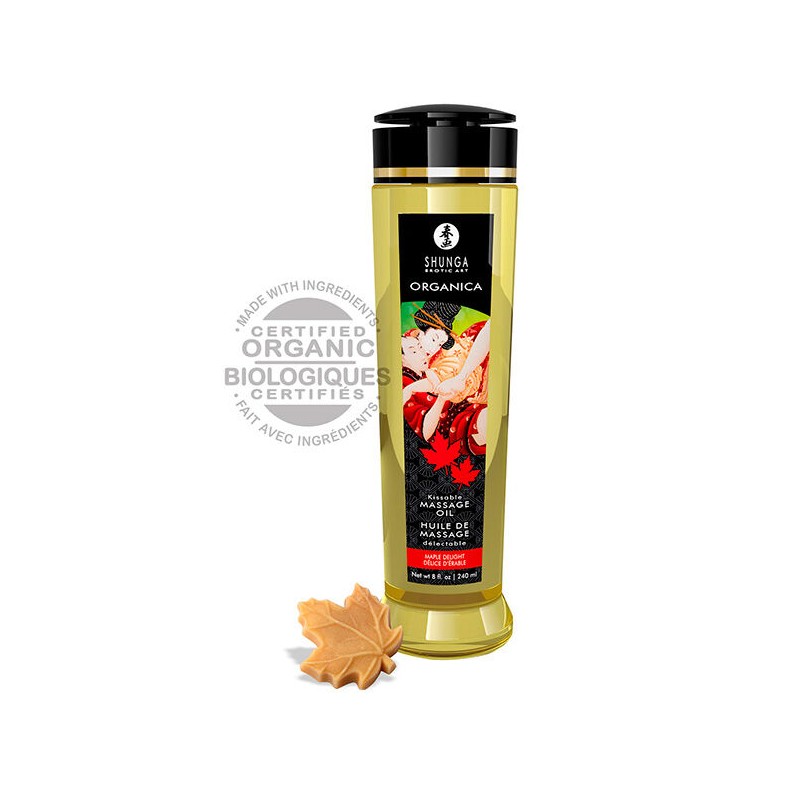 SHUNGA - ÓLEO DE MASSAGEM ERÓTICA COMESTÍVEL BIO 240ML - MAPLE DELIGHT - D-224027 - Dona Pimenta