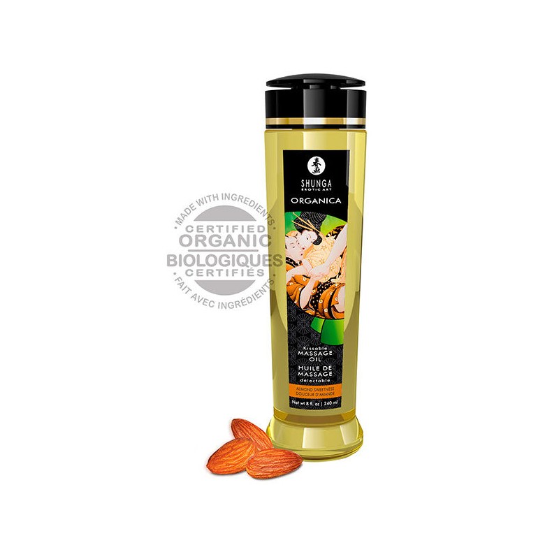 SHUNGA - ÓLEO DE MASSAGEM ERÓTICA BIO COMESTÍVEL 240 ML AMÊNDOA - D-224035 - Dona Pimenta