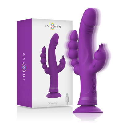 INTENSE - CASANOVA VIBRADOR RABBIT SILICONE TRIPLO MOTOR ROXO