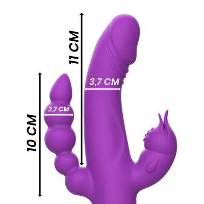 INTENSE - CASANOVA VIBRADOR RABBIT SILICONE TRIPLO MOTOR ROXO