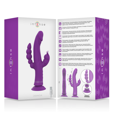 INTENSE - CASANOVA VIBRADOR RABBIT SILICONE TRIPLO MOTOR ROXO