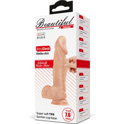 BELO ENCONTRO ZEBULON REALÍSTICO E FLEXÍVEL DILDO 19,4 CM - CARNE - D-234967 - Dona Pimenta