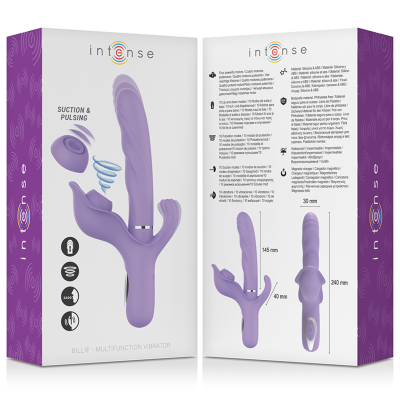 INTENSO - BILLIE MULTIFUNÇÃO VIBRADOR RECARREGÁVEL SUCÇÃO E PULSAÇÃO ROXO - D-235821 - Dona Pimenta