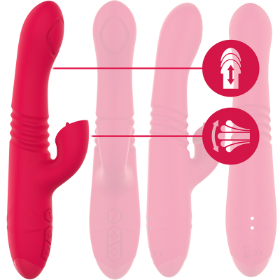 INTENSO - VIBRADOR RECARREGÁVEL MULTIFUNÇÃO DUA PARA CIMA E PARA BAIXO COM LÍNGUA VERMELHA - D-235822 - Dona Pimenta