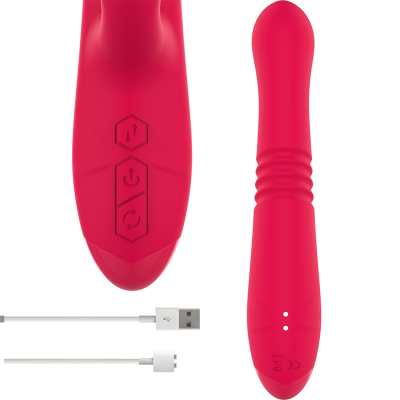 INTENSO - VIBRADOR RECARREGÁVEL MULTIFUNÇÃO DUA PARA CIMA E PARA BAIXO COM LÍNGUA VERMELHA - D-235822 - Dona Pimenta