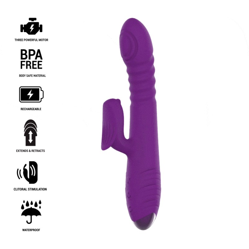 INTENSO - VIBRADOR RECARREGÁVEL MULTIFUNÇÃO IGGY PARA CIMA E PARA BAIXO COM ESTIMULADOR CLITÓRICO ROXO - D-235823 - Dona Pimenta