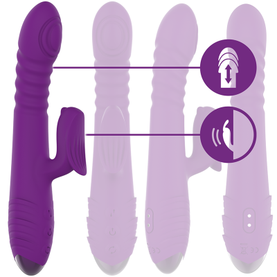 INTENSO - VIBRADOR RECARREGÁVEL MULTIFUNÇÃO IGGY PARA CIMA E PARA BAIXO COM ESTIMULADOR CLITÓRICO ROXO - D-235823 - Dona Pimenta