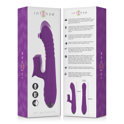 INTENSO - VIBRADOR RECARREGÁVEL MULTIFUNÇÃO IGGY PARA CIMA E PARA BAIXO COM ESTIMULADOR CLITÓRICO ROXO - D-235823 - Dona Pimenta