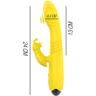 INTENSO - VIBRADOR MULTIFUNÇÃO TOKY PARA CIMA E PARA BAIXO COM ESTIMULADOR CLITÓRICO AMARELO - D-235824 - Dona Pimenta