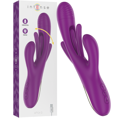 INTENSE - APOLO VIBRADOR MULTIFUNÇÃO RECARREGÁVEL 7 VIBRAÇÕES COM LÍNGUA OSCILANTE ROXA - D-236481 - Dona Pimenta