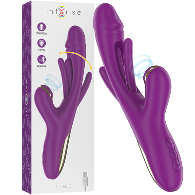 INTENSE - ATENEO VIBRADOR MULTIFUNÇÃO RECARREGÁVEL 7 VIBRAÇÕES COM LÍNGUA OSCILANTE E SUCÇÃO ROXA - D-236482 - Dona Pimenta