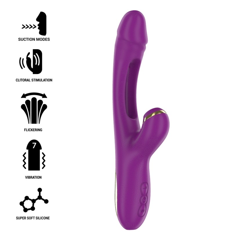 INTENSE - ATENEO VIBRADOR MULTIFUNÇÃO RECARREGÁVEL 7 VIBRAÇÕES COM LÍNGUA OSCILANTE E SUCÇÃO ROXA - D-236482 - Dona Pimenta