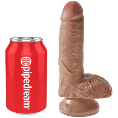 KING COCK - PÊNIS REALÍSTICO COM BOLAS 13,2 CM CARAMELO - D-236506 - Dona Pimenta