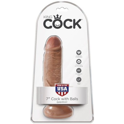 KING COCK - PÊNIS REALÍSTICO COM BOLAS 13,2 CM CARAMELO - D-236506 - Dona Pimenta